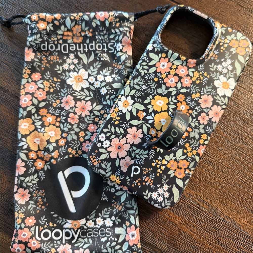 iPhone 14 Pro Max (6.7 screen) Loopy Case “Vintage Blooms” Black Floral Case